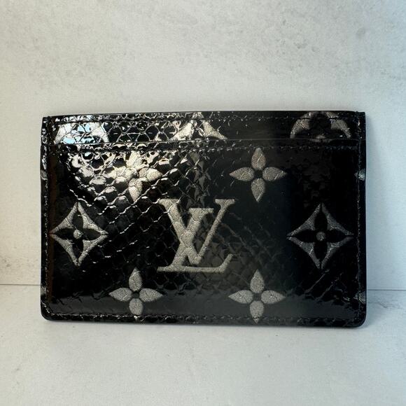 Louis Vuitton Python Cardholder Black/Silver Monogram exotic card case wallet LV - Picture 4 of 10